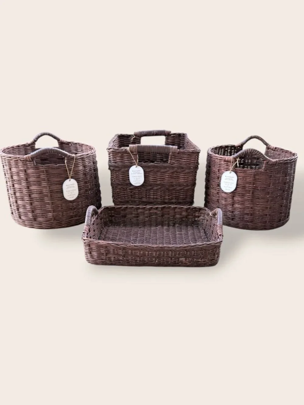 Studio McGee Woven Rectangular Storage Basket in Brown